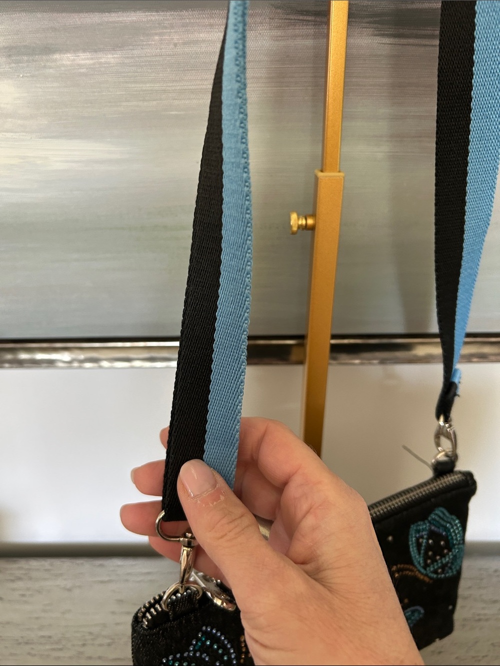Brighton Black Denim Crossbody with Teal Butterfly Accents NWOT - Picture 3 of 10